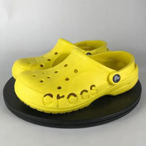 Crocs Baya Clogs Yellow Waterproof Slip On Sandals Women’s Size 7 - Picture 1 of 12